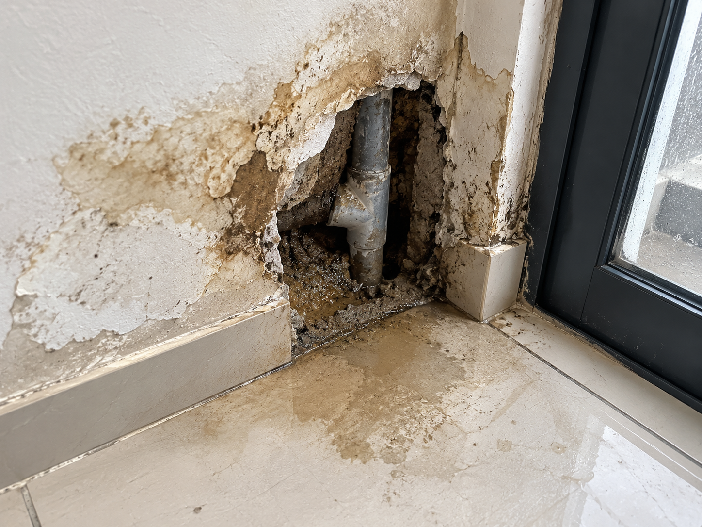Puchong concealed pipe leak before repair