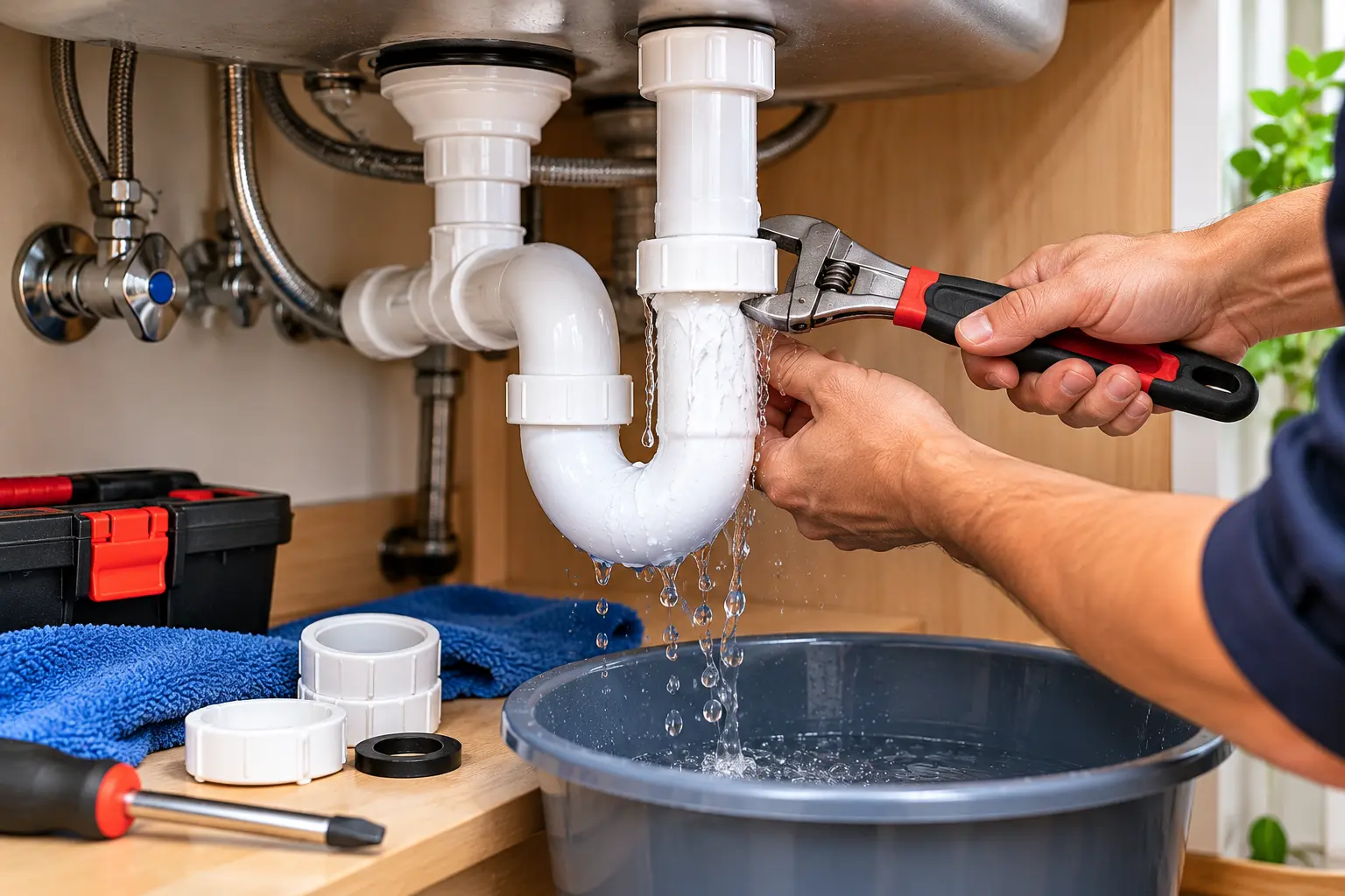 Under sink plumbing leak repair in Kuala Lumpur by FixLeak.my